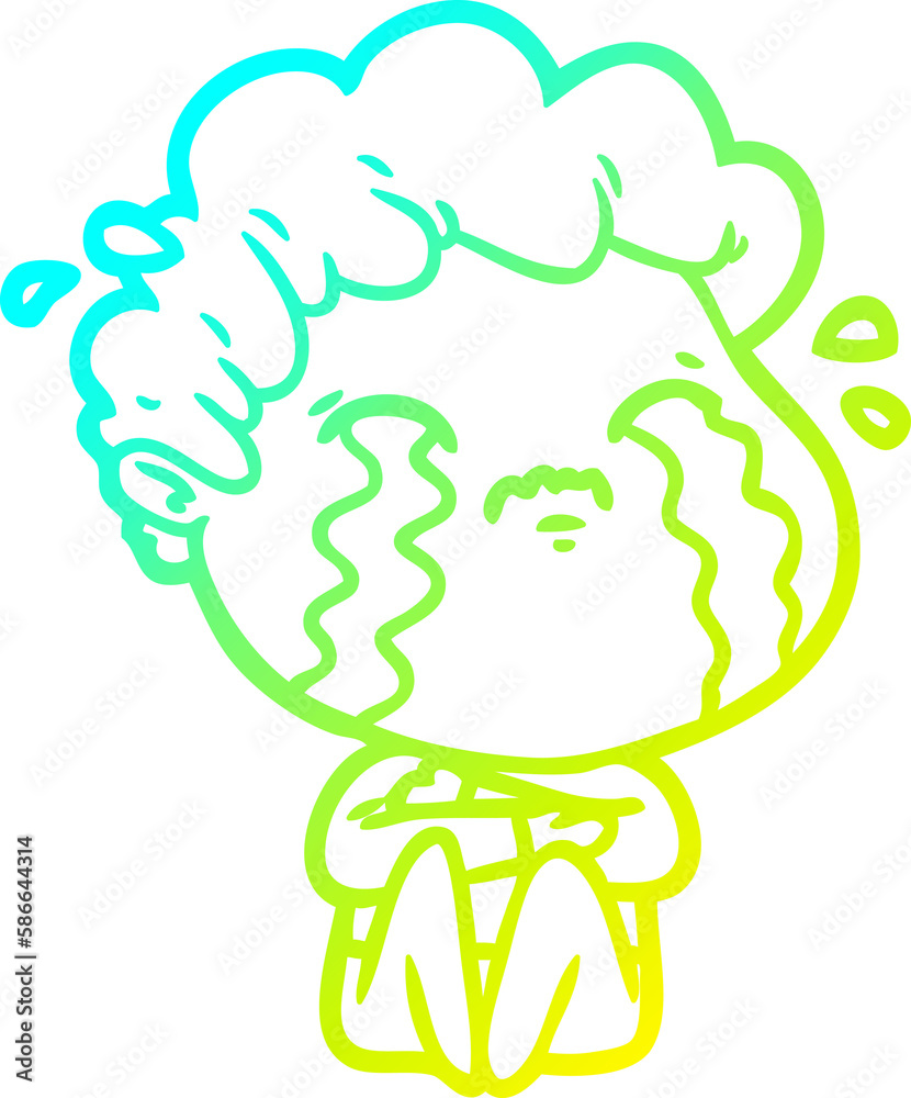 cold gradient line drawing cartoon man crying cold gradient line drawing cartoon man crying
