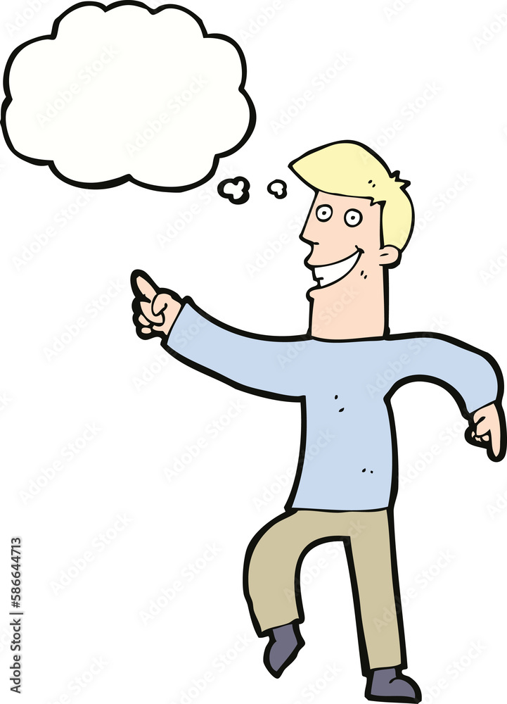 cartoon grinning man with thought bubble cartoon grinning man with thought bubble