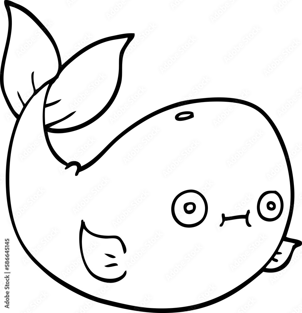 line drawing cartoon sea whale