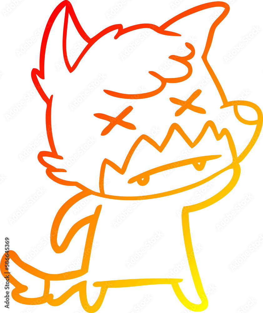 warm gradient line drawing cartoon dead fox warm gradient line drawing cartoon dead fox
