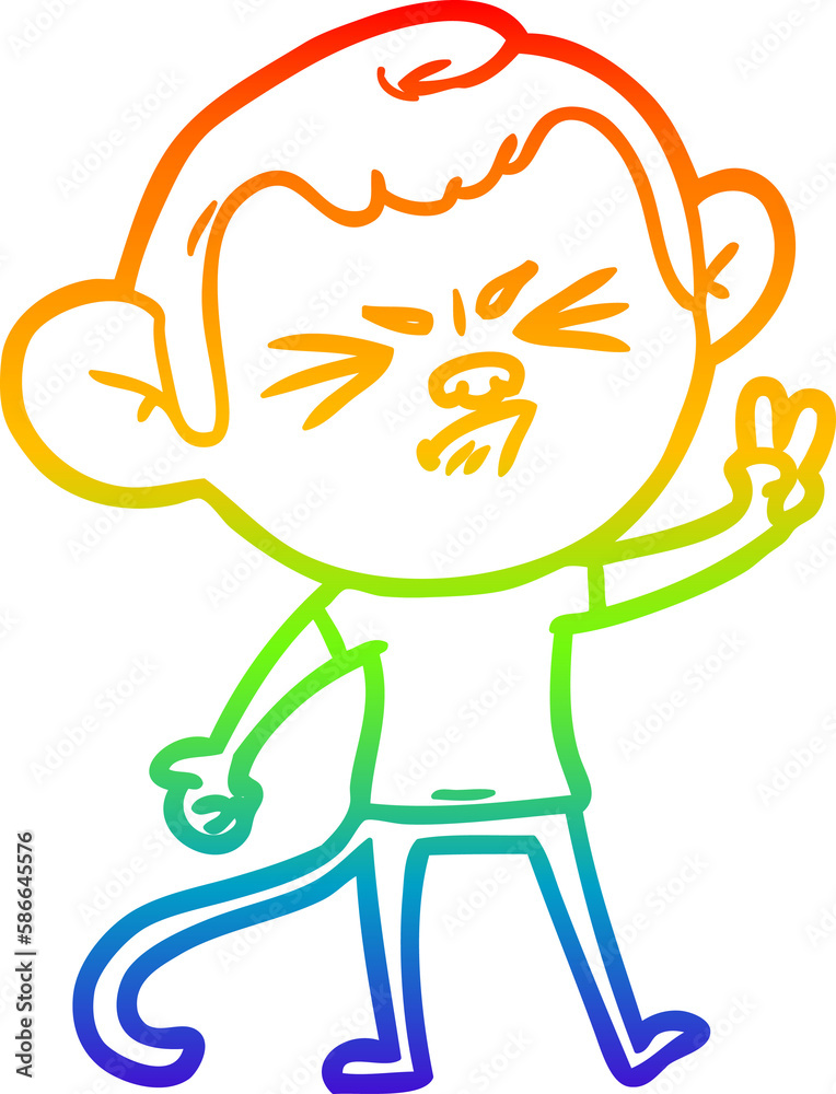 rainbow gradient line drawing cartoon angry monkey rainbow gradient line drawing cartoon angry monkey