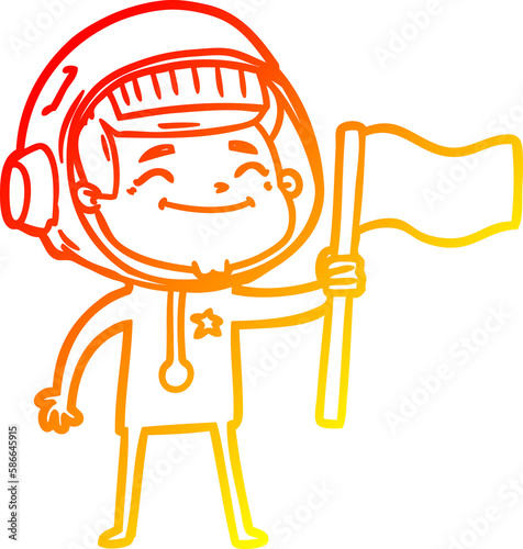 warm gradient line drawing happy cartoon astronaut