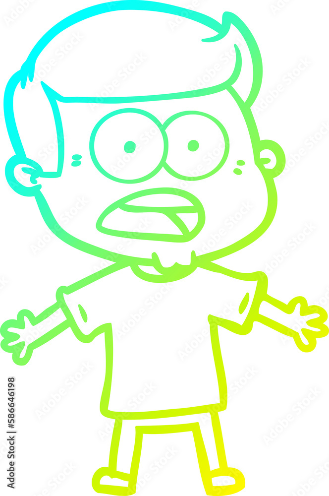 cold gradient line drawing cartoon shocked man cold gradient line drawing cartoon shocked man