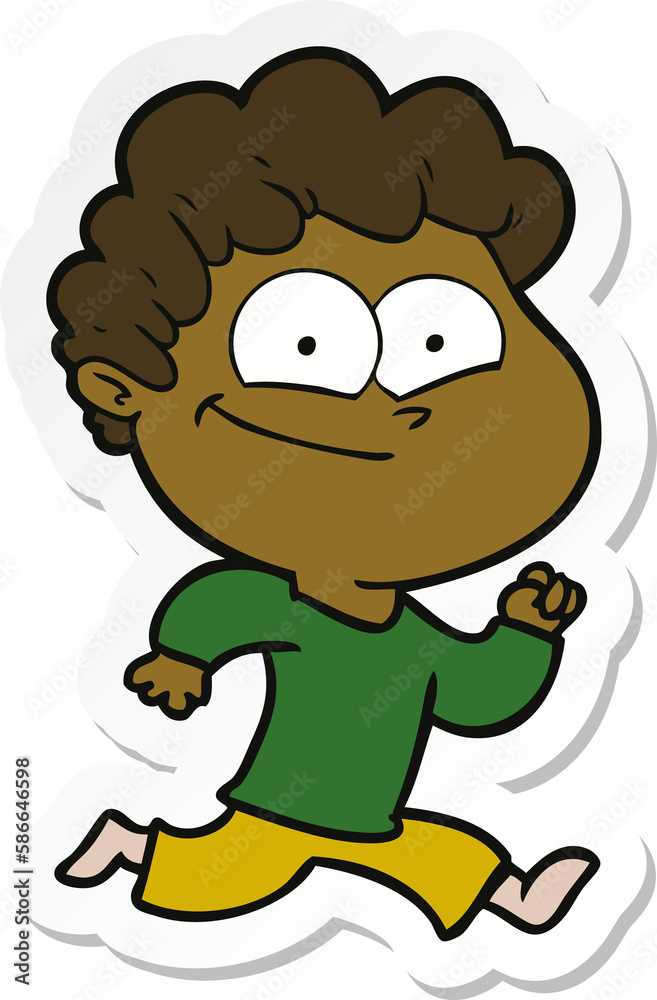 sticker of a cartoon happy man sticker of a cartoon happy man