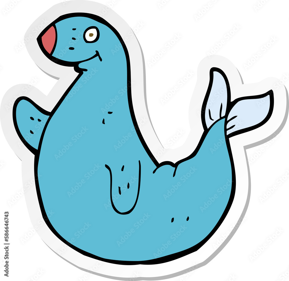 sticker of a cartoon seal sticker of a cartoon seal