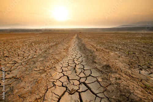 Canal middle agricultural dry by drought and heatwave on summer Fototapet