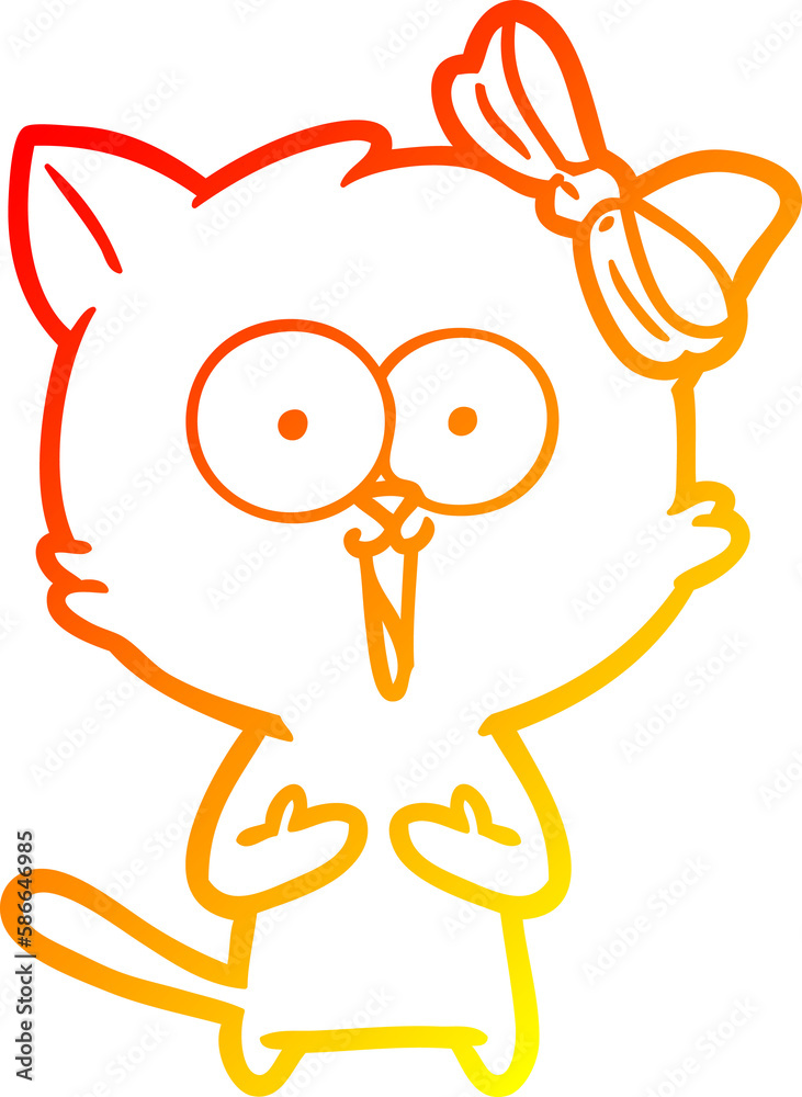 warm gradient line drawing cartoon cat