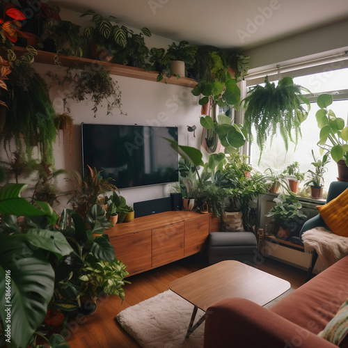 Salon avec plantes