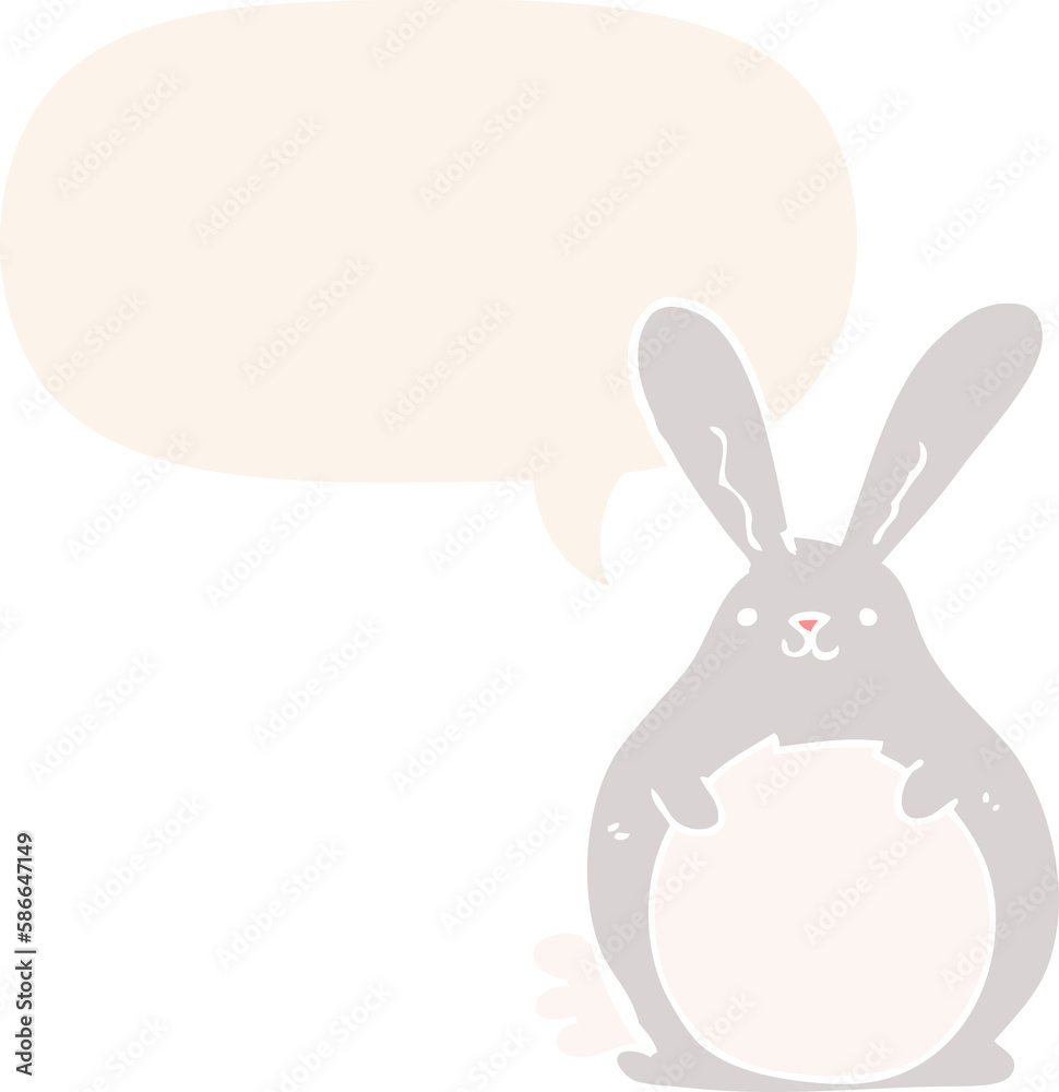 cartoon rabbit and speech bubble in retro style cartoon rabbit and speech bubble in retro style