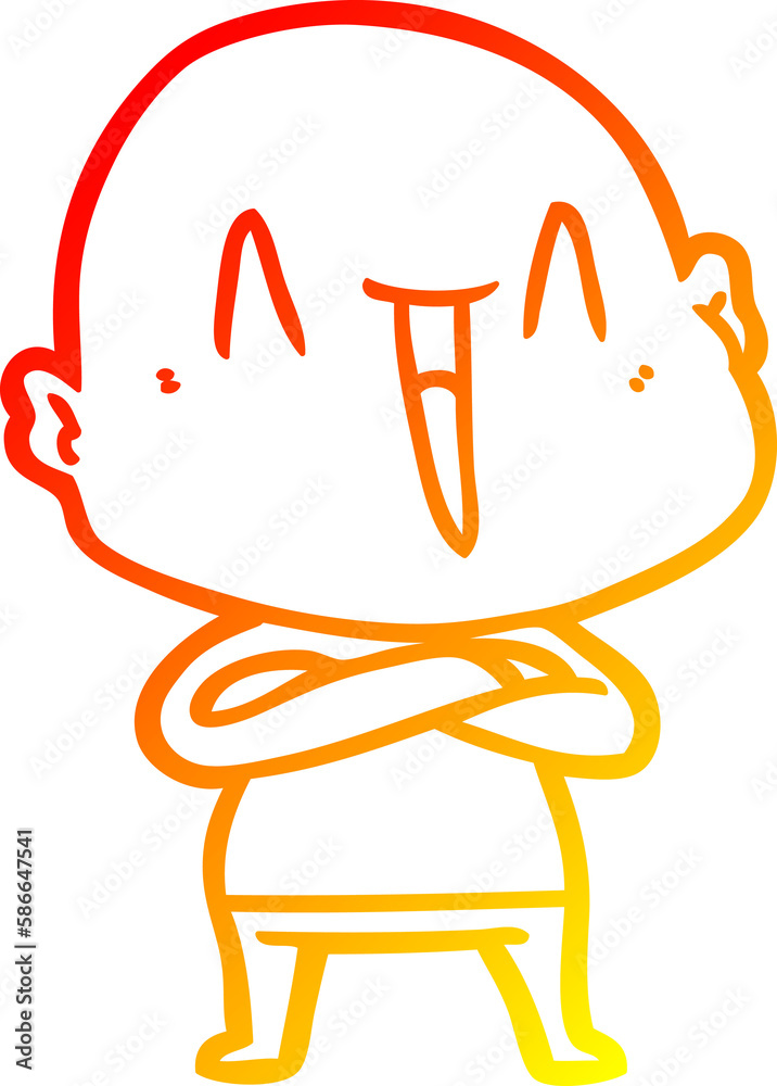 warm gradient line drawing happy cartoon bald man warm gradient line drawing happy cartoon bald man