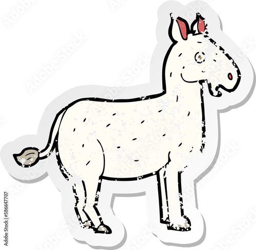 retro distressed sticker of a cartoon mule