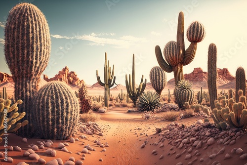 cacti in the desert. ai generative