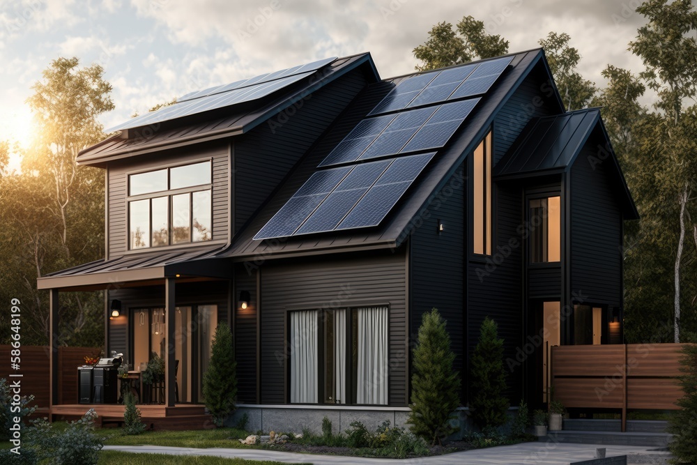 constructed homes with solar panels on the roof. ai generative constructed homes with solar panels on the roof. ai generative