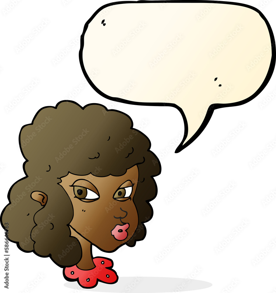 cartoon suspicious woman with speech bubble cartoon suspicious woman with speech bubble