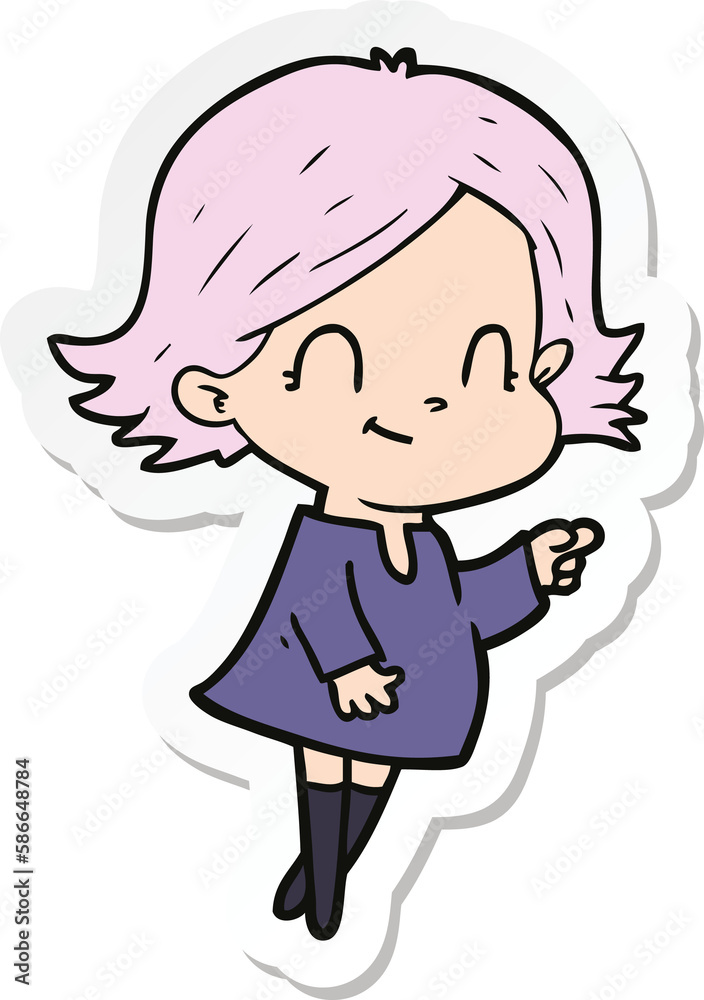 sticker of a cartoon friendly girl sticker of a cartoon friendly girl