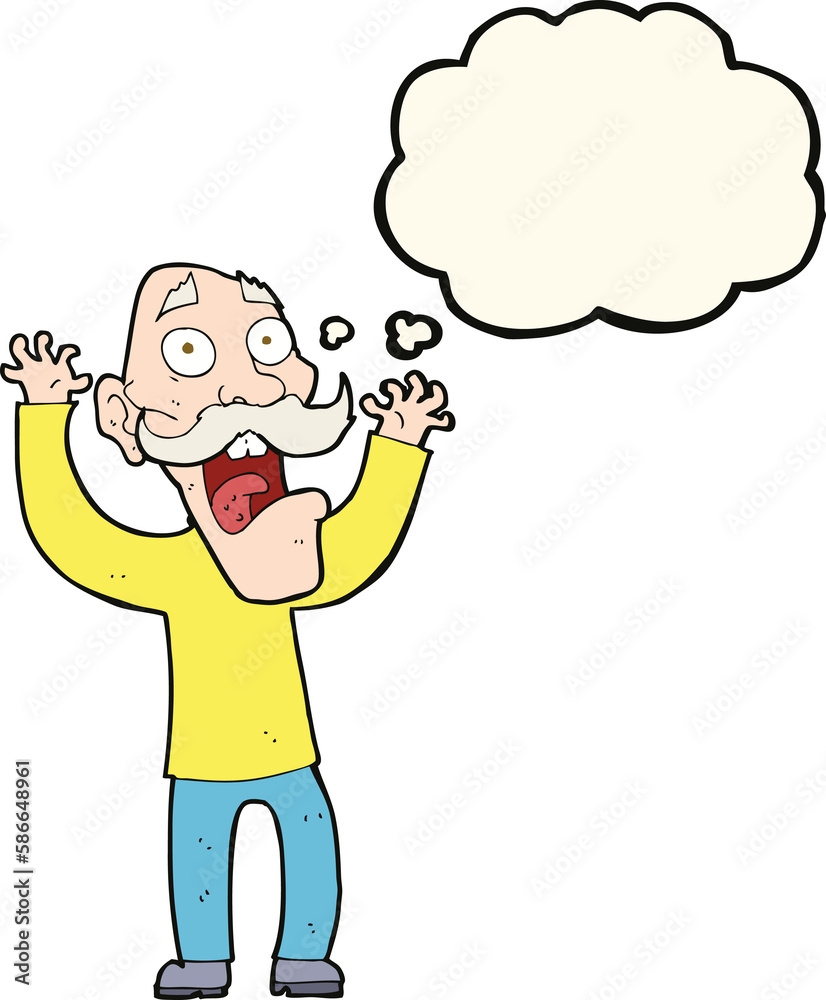 cartoon old man getting a fright with thought bubble cartoon old man getting a fright with thought bubble