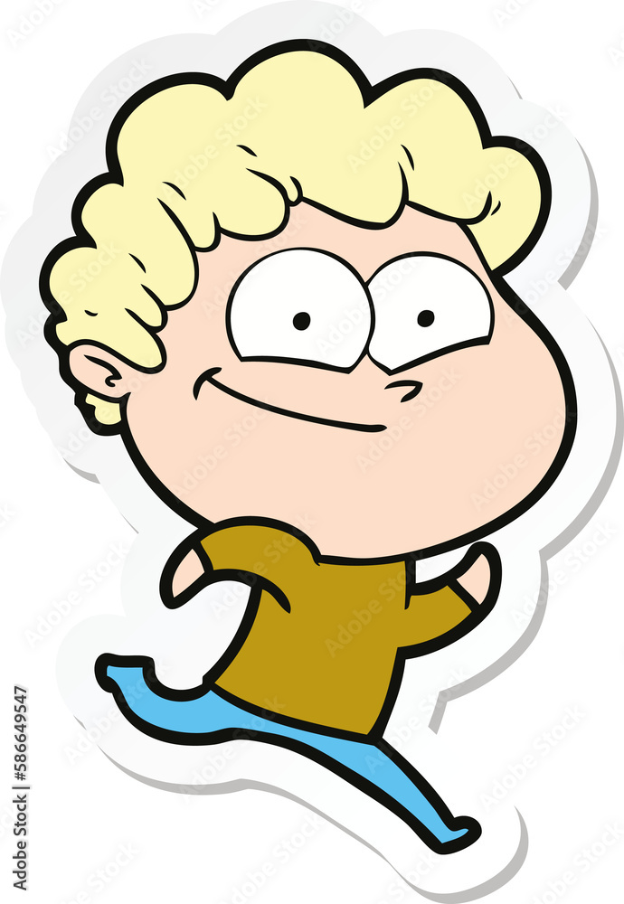 sticker of a cartoon happy man