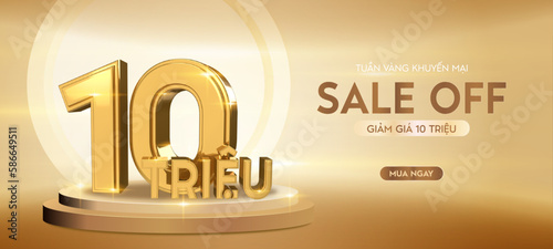 Gold 10 million vietnam dong for vietnamese 3d rendering