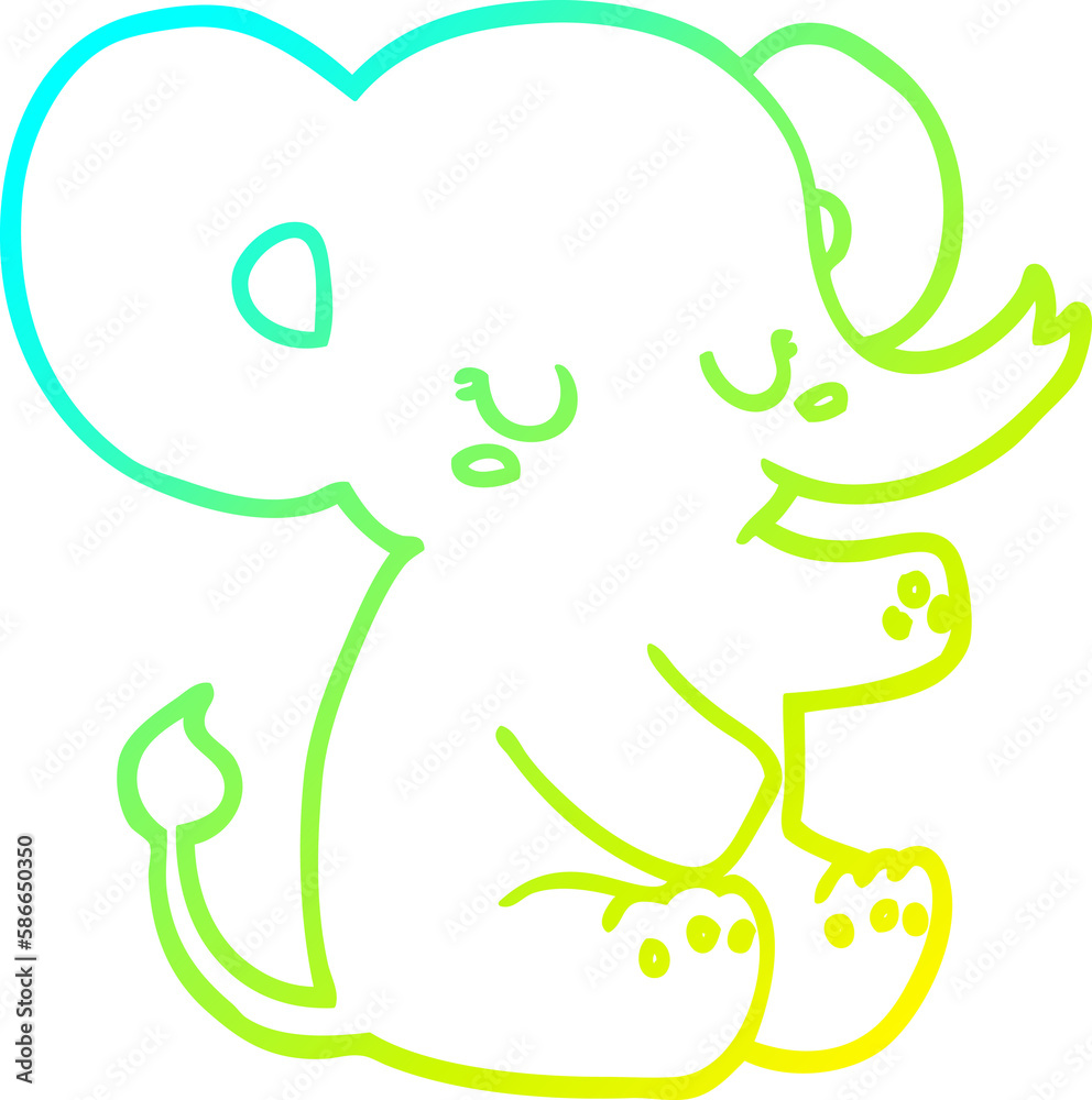 Obraz premium cold gradient line drawing cartoon elephant