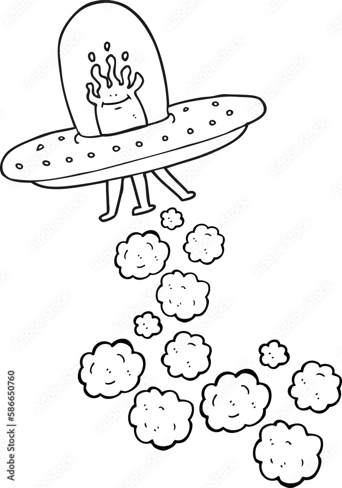 black and white cartoon flying saucer black and white cartoon flying saucer