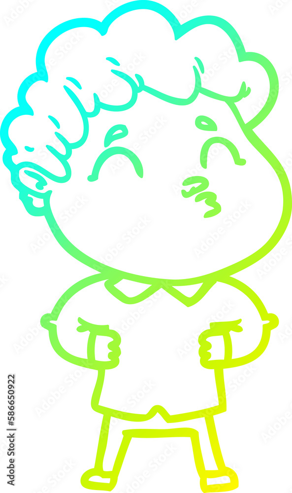 cold gradient line drawing cartoon man pouting cold gradient line drawing cartoon man pouting