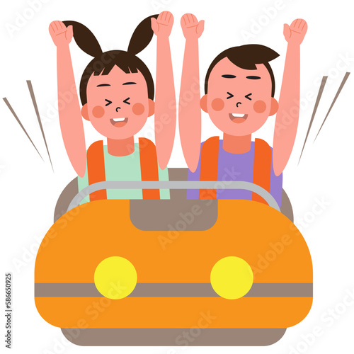 boy and girl in amusement park