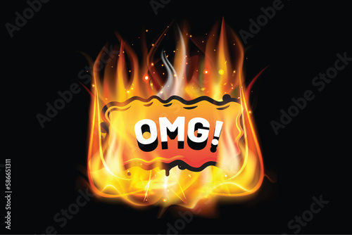 Realistic fire flame offer banner