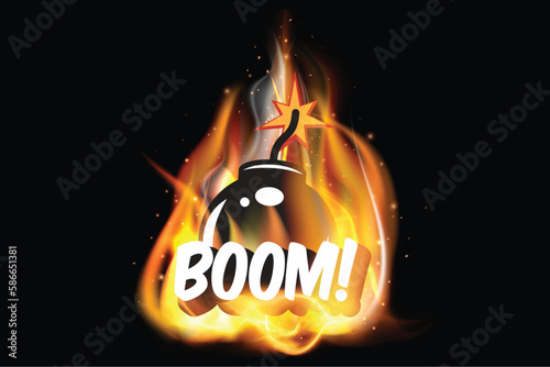 Realistic fire flame offer promotion banner