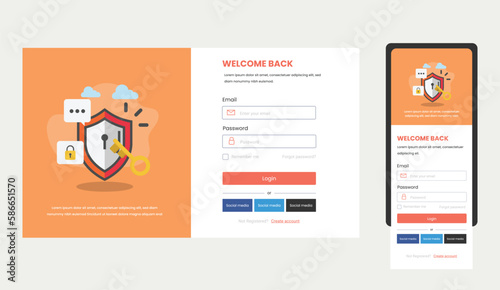 Login or signin forms, desktop and mobile template