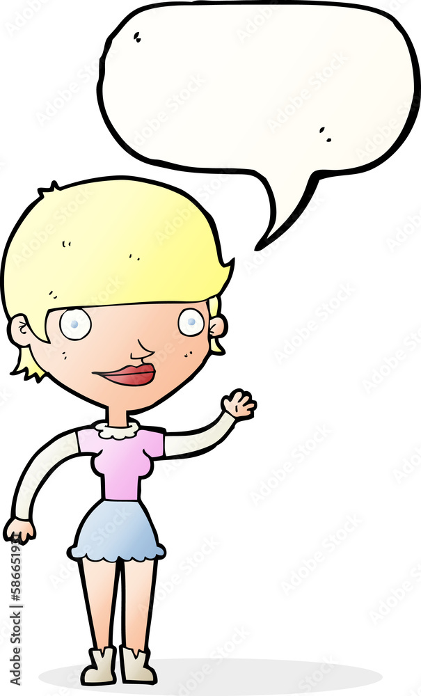 cartoon woman with idea with speech bubble cartoon woman with idea with speech bubble