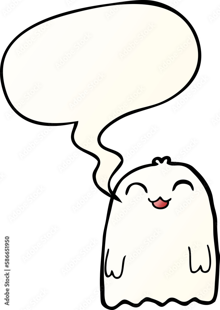 cartoon ghost and speech bubble in smooth gradient style cartoon ghost and speech bubble in smooth gradient style