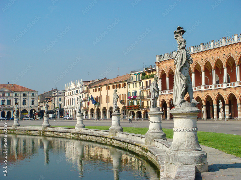 View of city and square on the summer day. Paduya. Italy.