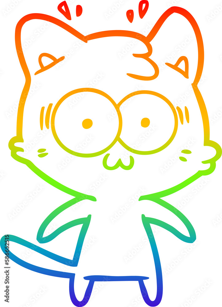 rainbow gradient line drawing cartoon surprised cat rainbow gradient line drawing cartoon surprised cat