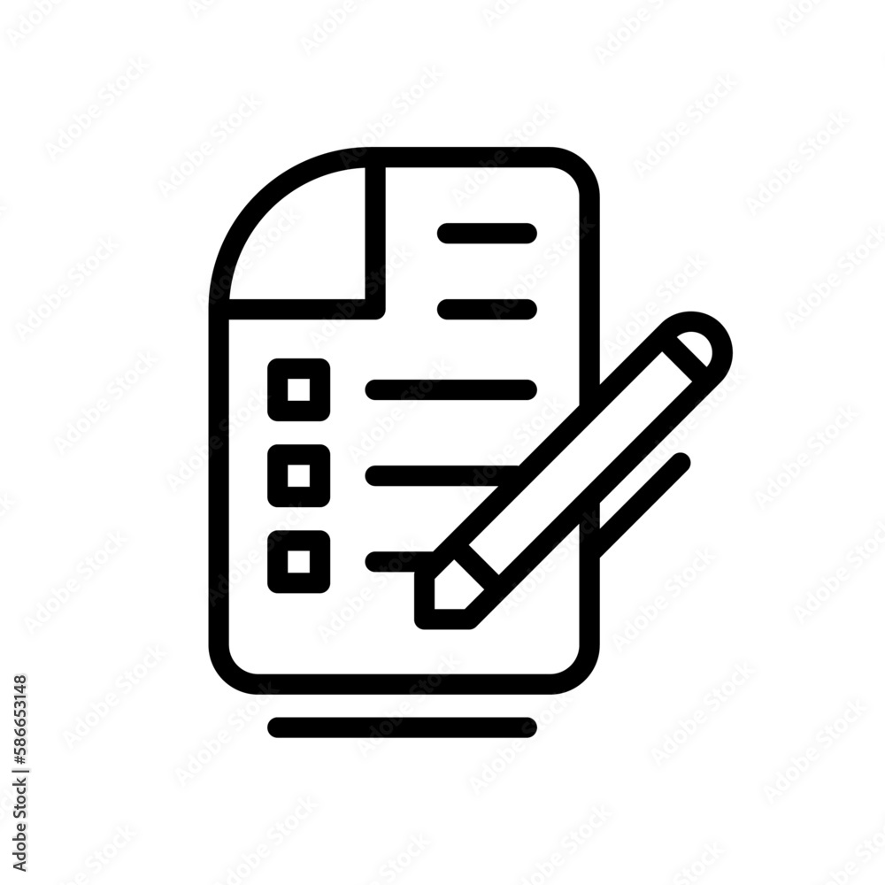 document business icon with black outline style. business, icon, checklist, symbol, document, vector, report. Vector illustration document business icon with black outline style. business, icon, checklist, symbol, document, vector, report. Vector illustration