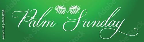 A Christian Palm Sunday religious holiday with palm branches and leaves illustration. Vector EPS 10 available.