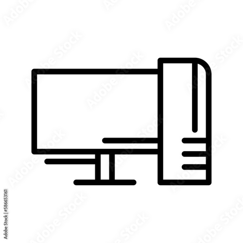 computer business icon with black outline style. business, icon, symbol, note, vector, document, office. Vector illustration