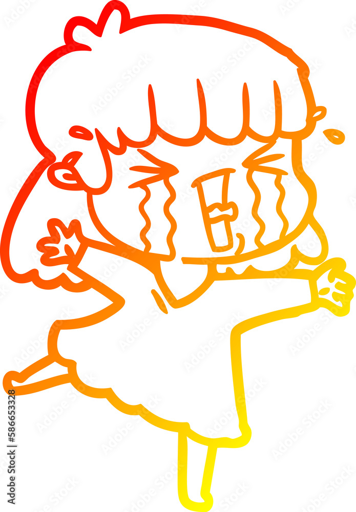warm gradient line drawing cartoon woman in tears warm gradient line drawing cartoon woman in tears