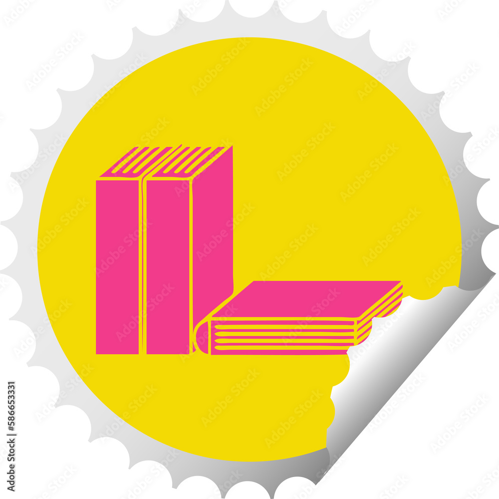 Obraz premium circular peeling sticker cartoon of books