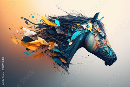 Fototapeta Naklejka Na Ścianę i Meble -  Create an abstract animal that embodies the concept of freedom . horse wallpaper Generative AI