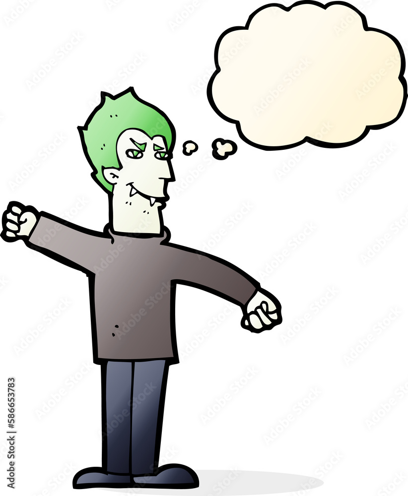 cartoon vampire man with thought bubble cartoon vampire man with thought bubble