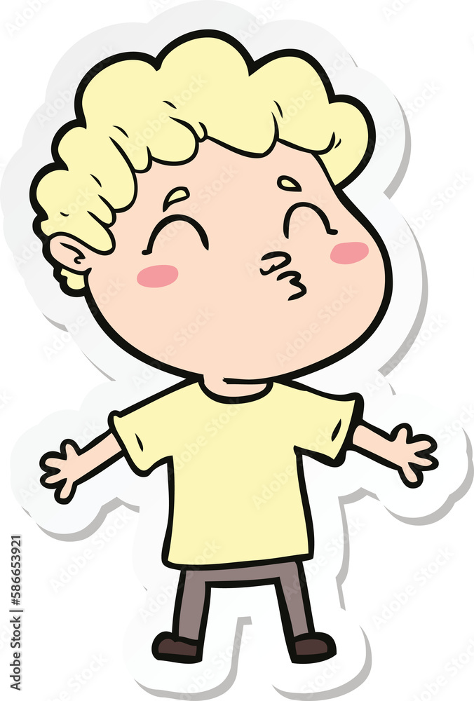 sticker of a cartoon man pouting