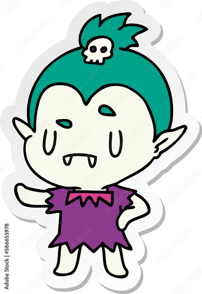 sticker cartoon kawaii of cute vampire girl