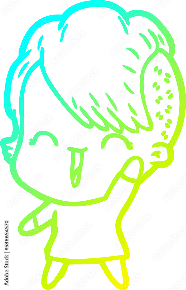cold gradient line drawing cartoon happy hipster girl cold gradient line drawing cartoon happy hipster girl