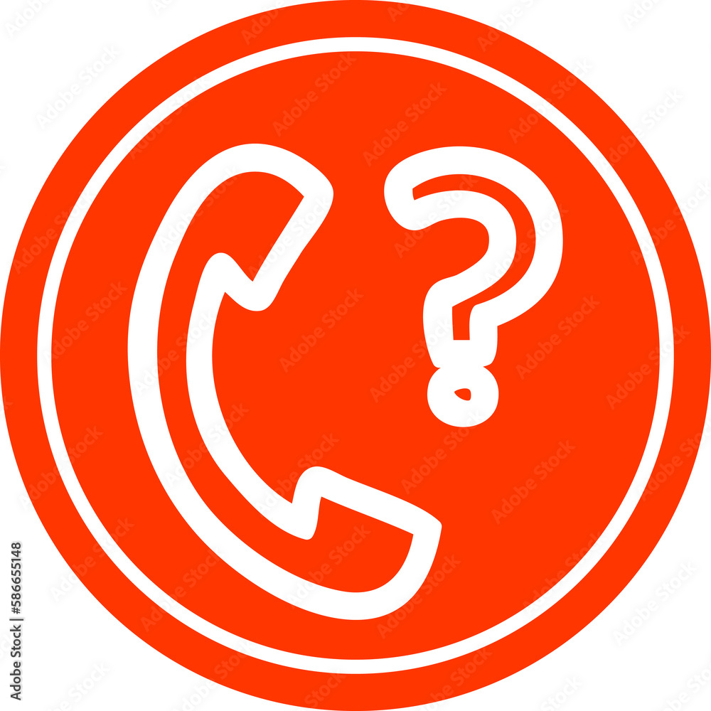 telephone handset with question mark circular icon telephone handset with question mark circular icon