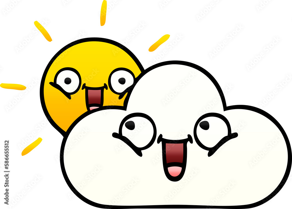gradient shaded cartoon sunshine and cloud