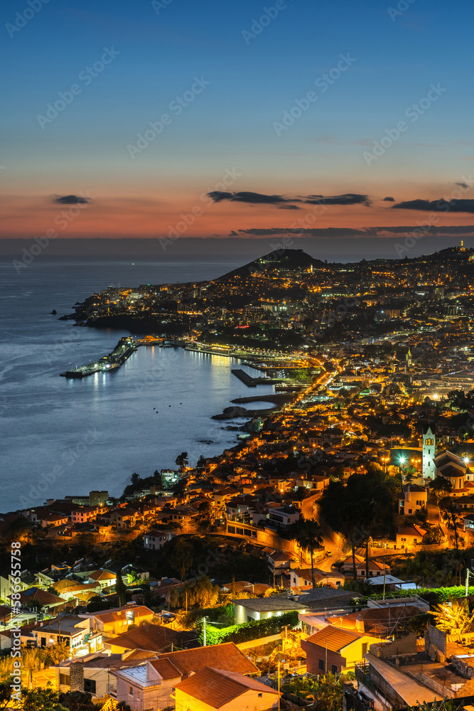 Cityscape of Funchal, Madeira at sunset