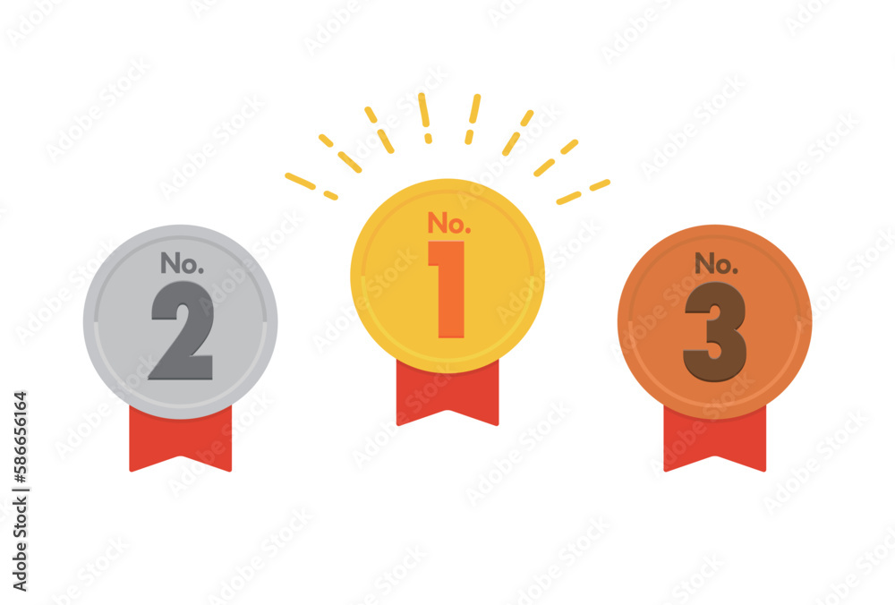 No.1・No.2・No.3の文字の刻印が入った金銀銅のリボン付きのメダル・バッジ・エンブレムの素材
No.1・No.2・No.3の文字の刻印が入った金銀銅のリボン付きのメダル・バッジ・エンブレムの素材