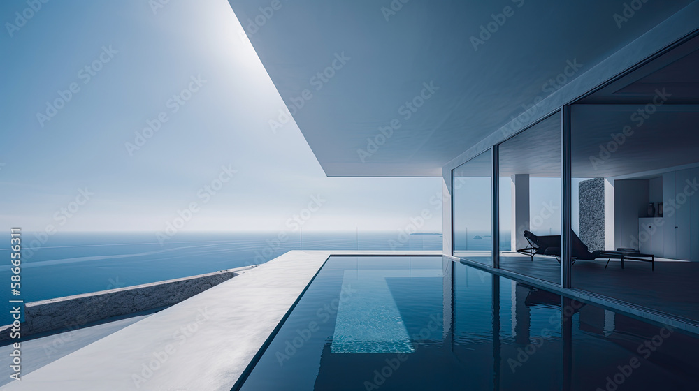 Fototapeta premium Minimalist Horizons, A Serene Sun and Sky Collection AI Generated 