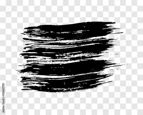 Black brush stroke on transparent background