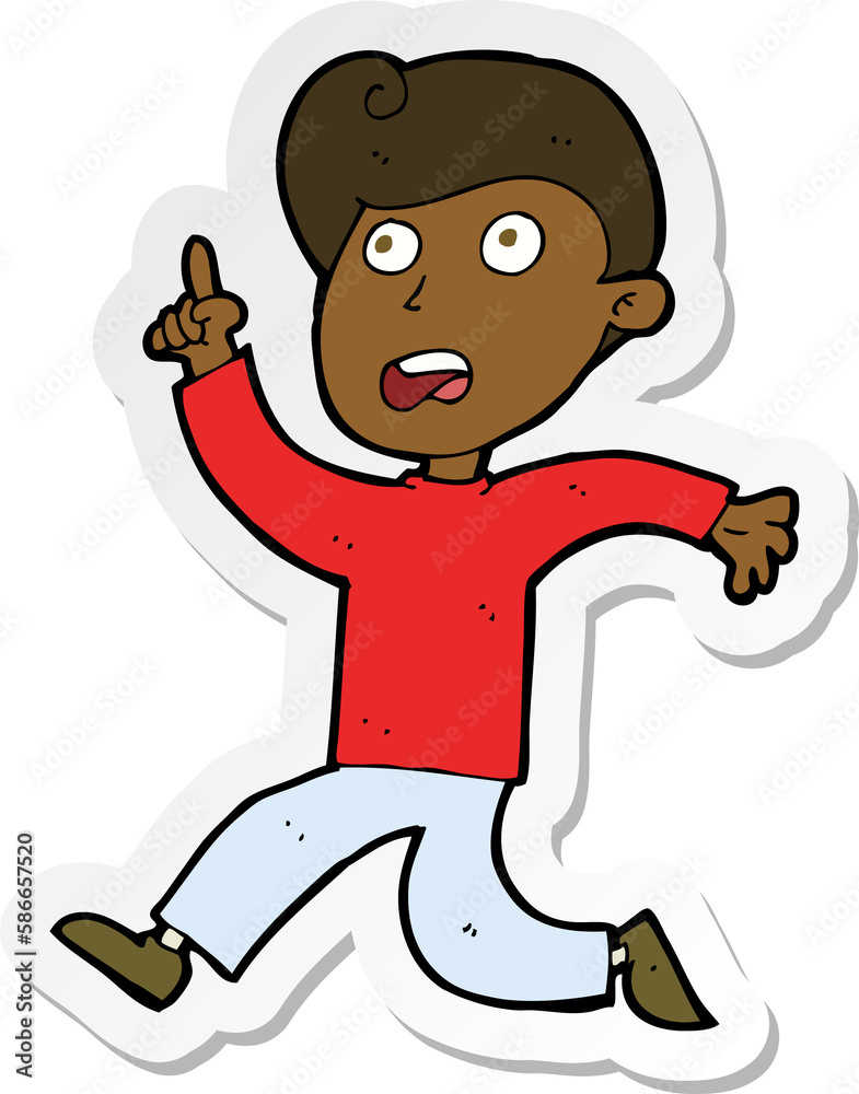 sticker of a cartoon boy panicking sticker of a cartoon boy panicking